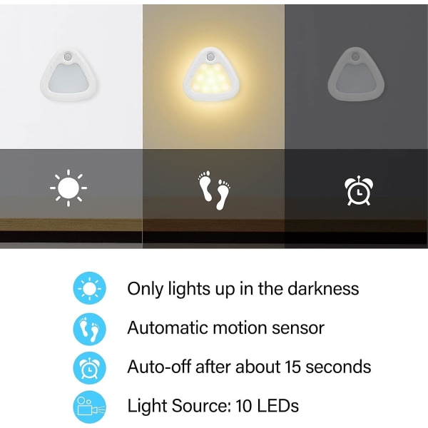 Automatisk LED-nattlys, LED-lampe for bevegelsessensor, med magnetisk selvklebende stripe for soverom, trapper, gang (batteri ikke inkludert), varmt lys