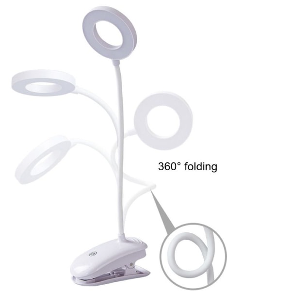 Foldbar fleksibel LED-skrivebordslampe, USB-oppladbar, berøringsdimmer, innendørsbelysning for studentlesing, 1 stk--2