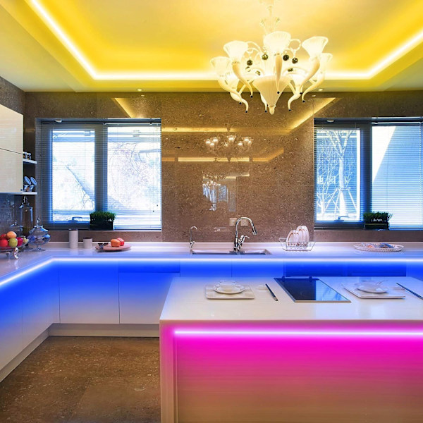 Led-rum Bluetooth 20M Led-remsa Flerfärgad Dekorativ Led-lampa, Led-remsa, Rgb Dimbar Ljusgirlang med Fjärrkontroll, Självhäftande Tejp