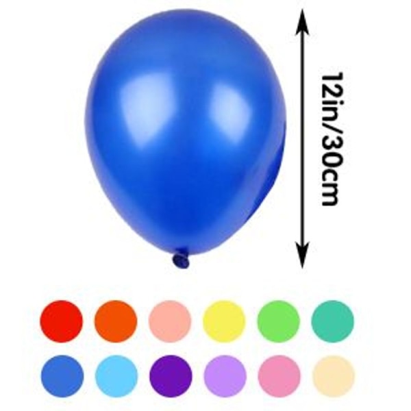 120 ballonger i olika färger, 12 tum, 12 typer av regnbåge