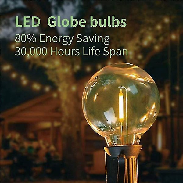 G40 LED-pære, E12-skruekompatible solstrengslys - 3 stk.