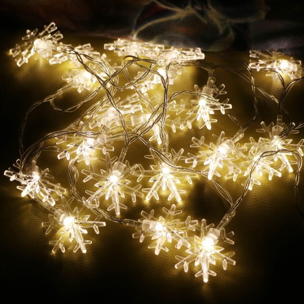 Varme hvite snøfnugg LED-lyskjede juledekorasjon