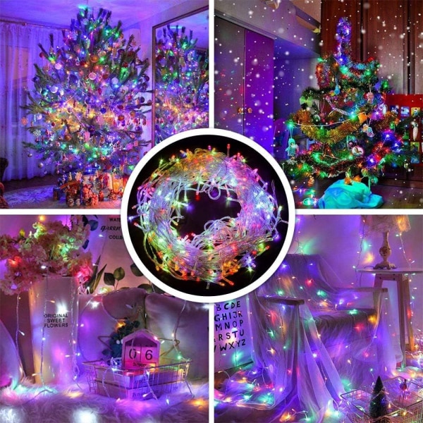 Lysguirlander 30M 300 LED-perler Vandtæt belysningsdekoration Festivaler Jul Indendørs Bryllupper med 8 lystilstande (multifarvet, 23CM)
