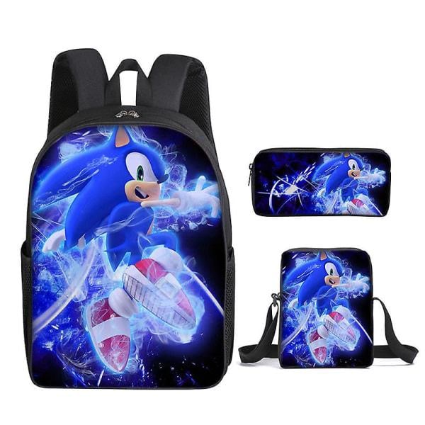 Sonic-koululaukku Sonic kolmiosainen yhdistelmä oppilaan anime-reppu sarjakuvakoululaukku