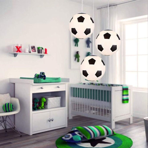 Fotball taklampe, kreativ fotball taklampe, moderne LED-belysning, barn