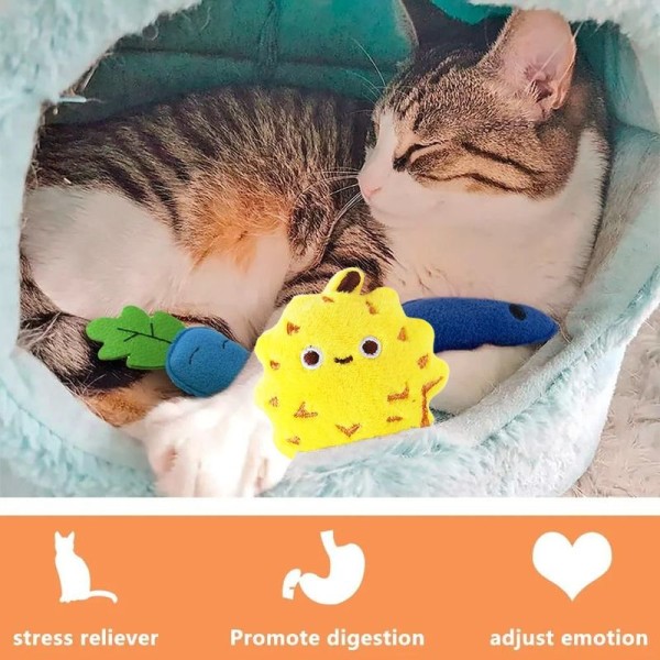 4 stk Søte katteleker Kattunge interaktive leker Fruktstil6