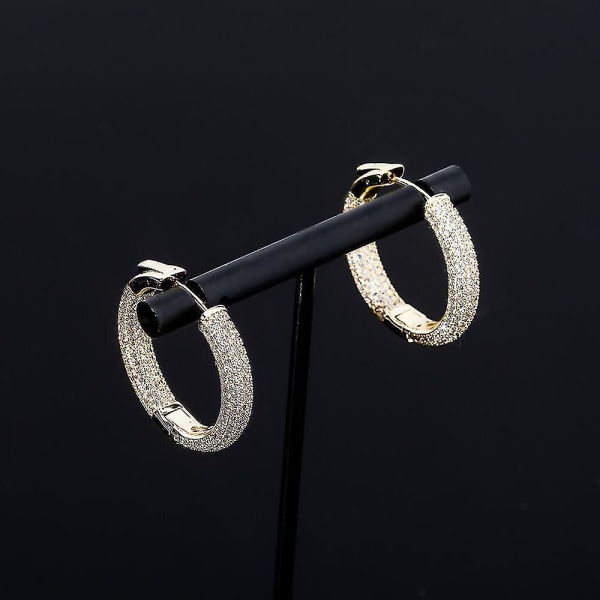  Runde Øreringe Iced Out Micro Pave Cubic Zirconia Bling Bling Øreringe Hip Hop Mode Smykker Gave til Kvinder