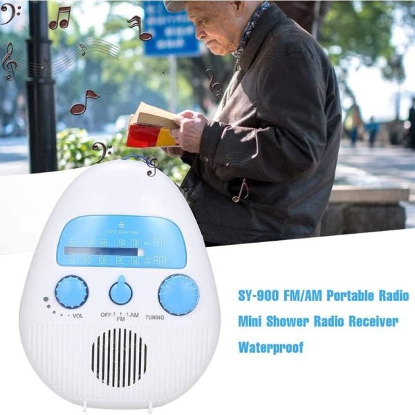 Surenhap Mini Shower Radio Vedenpitävä Kylpyhuone Radio Paristokäyttöinen FM/AM