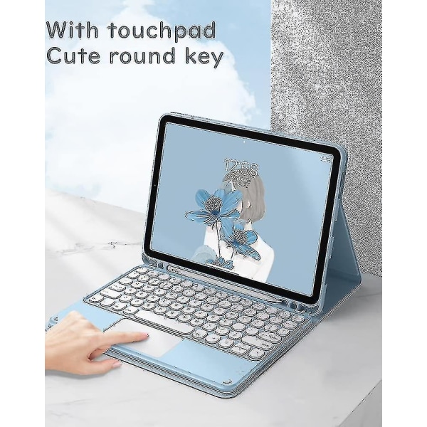 10. Nerat 2022 Etui med Toucad sød rund tast 10 10,9 tommer aftageligt touch cover med