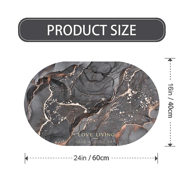 Diatom Mud Oval Absorbent Floor Mat Badrum Dörr Halkskyddad Fotmatta Snabbtorkande Dörrmatta Toalettmatta Toalettmatta