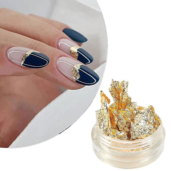 Foil Nail Art Sæt, 12 Pakke negletilbehør til folieoverførsel Flake og spejleffekt | Guld Og Sølv
