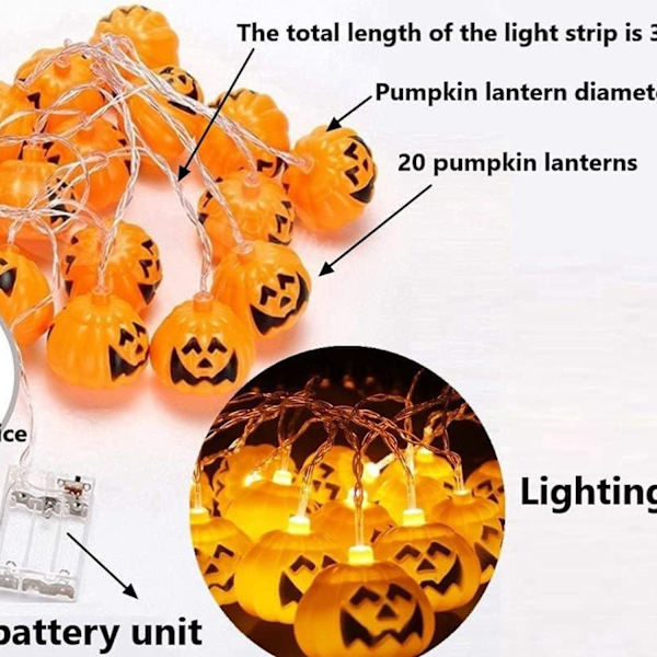 3M LED-kurpitsalyhtyvalot ulkoilman juhlallinen valaistuskoriste Kurpitsa L