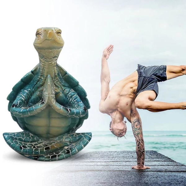 Meditaatiopatsas Serenity Turtle -veistos Puutarhapatsas Jooga-asento