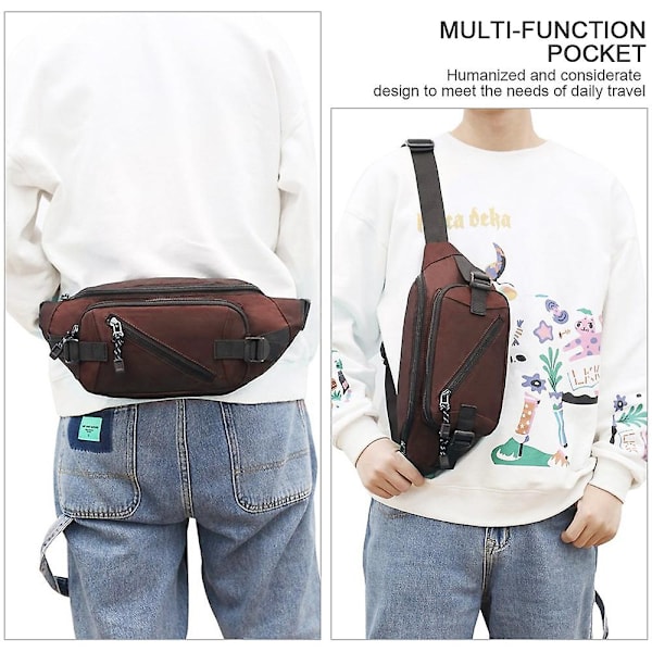 Avslappet lerretsveske Bryst Liten Ryggsekk Brystveske Herre Skulderpose Messenger Bag
