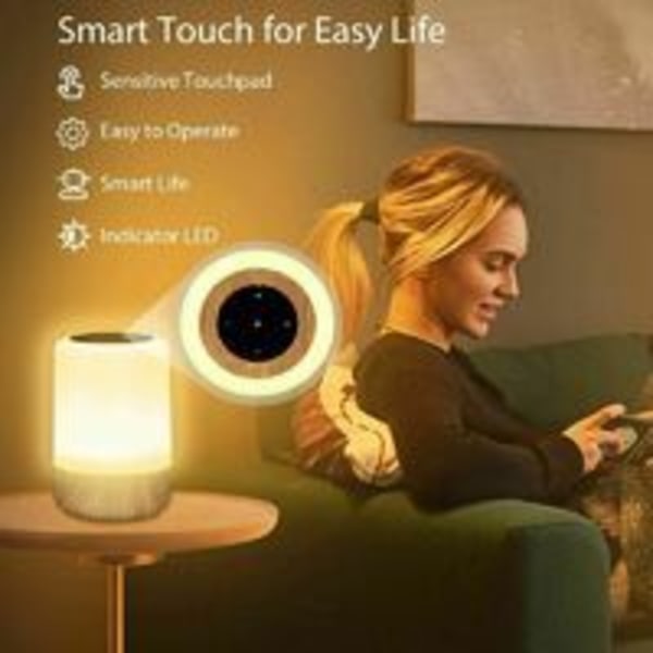 Trådlös touch-dimmbar sänglampa, batteridriven LED, 4 blekning, 3 ljusstyrkor, uppladdningsbar LED för barn, med timer för sovrum, bord och natt