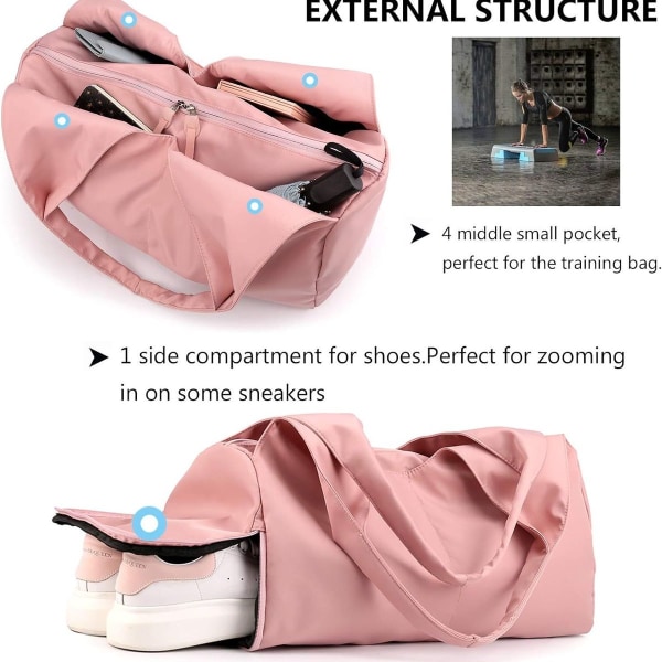 Sammenleggbar reiseveske sportsbag med 40L stor kapasitet håndbagasje bag