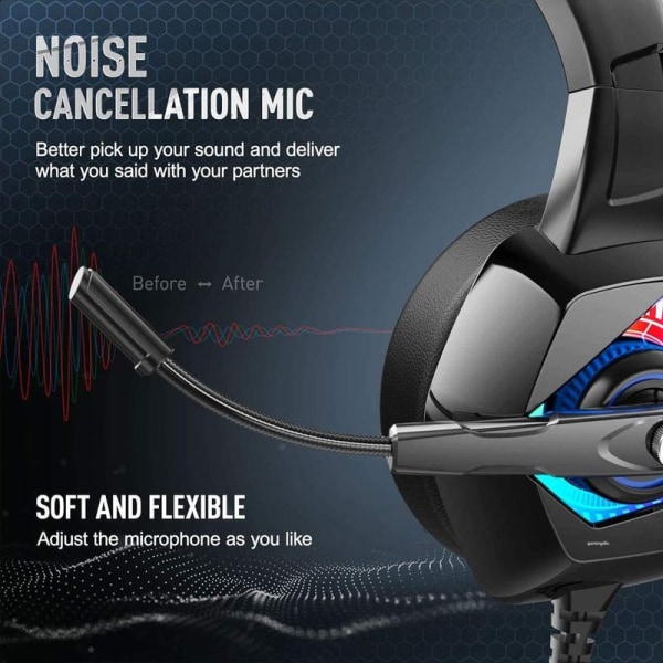 Gaming headset gaming hovedtelefoner med mikrofon støjreduktion