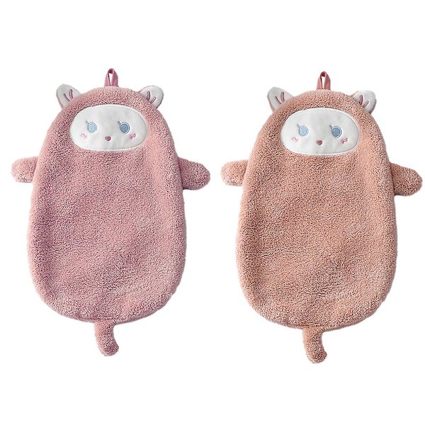 Cartoon hängande handduk (2-pack) - Korallfleece handduk med sugkopp krok - Mycket absorberande supermjuk tjock handduk