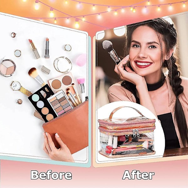 Makeup Artist Multifunktionel Opbevarings- og Vaske Kosmetikpung, Fremstillet Af Pu