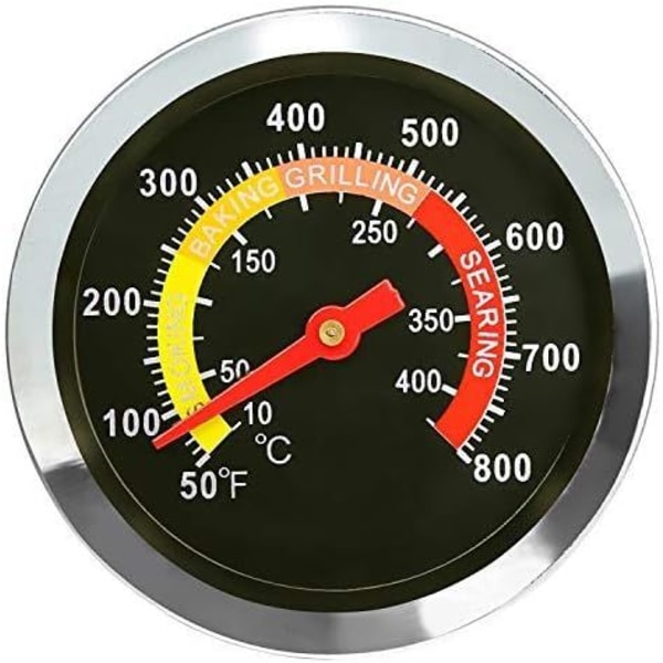 6 cm utendørs grillrøykertermometer rustfritt stål, grillrøykertemperaturmåler, grillerstatningsdeler for grillmatlaging