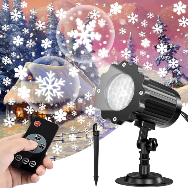 LED-projektorlampe utendørs, jule-snøfnuggprojektorlys