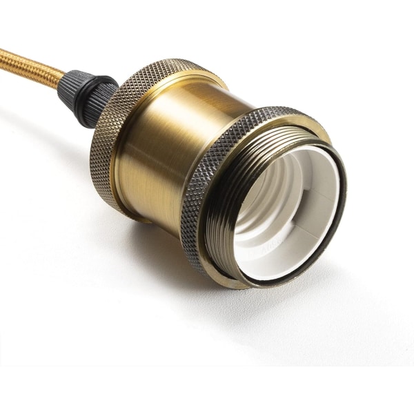 Metallhänge Pendellampa - E27 lamphållare med kabel | Brons Justerbar från 90cm | Idealisk för Takbelysning (Guld Färg)