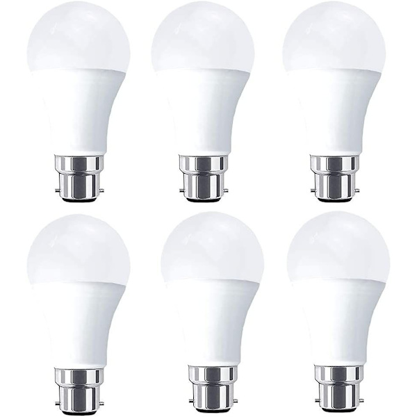 LED-lamppu B22 10W vastaa 80W 1000lm, lämmin valkoinen 3000K, 6 kpl [Energialuokka A+]