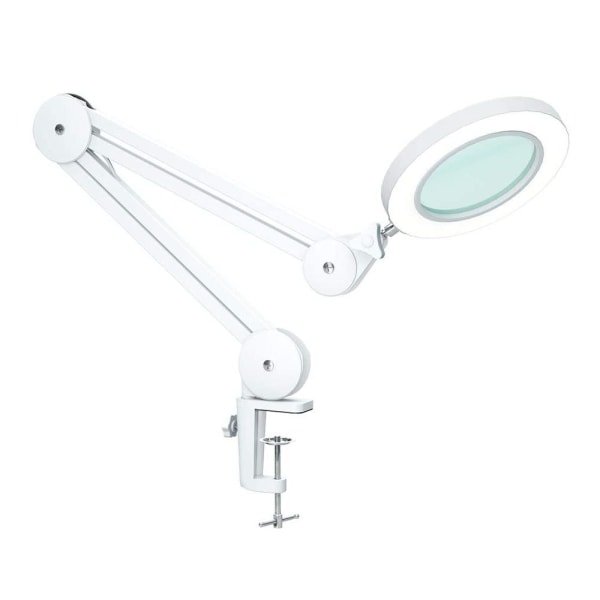 Led Magnifying Lamp, Work Lamp, Cosmetic Lamp, High Power 5x Magnification Work Lamp with 1100 Lumens Lens, Dimmable, Bright, with Clamp, Swivel Arm