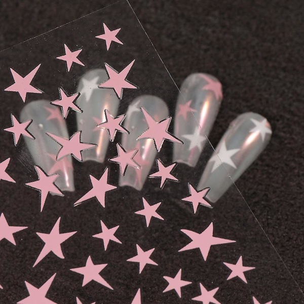 Ark 3d Star Nail Art Stickers Dekaler Selvklebende negleklistremerke for kvinnelige jenter Multi Color 10,5*8cm