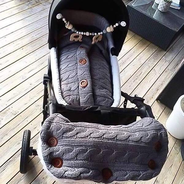 Babysockså stickad babysvadd filt swaddle barnvagn sovsäck