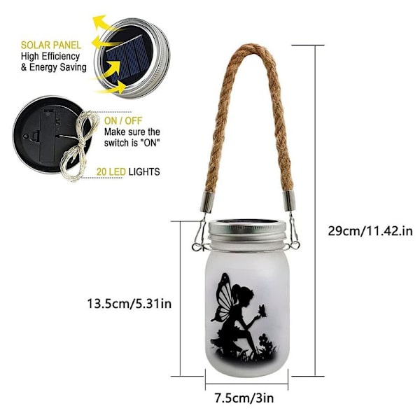 Pakke med Fairy Solar Lanterns Vanntett Hengende Frosted Glass