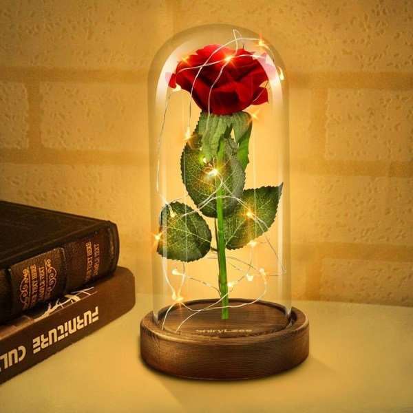 Skønheden og Udyret Rose Mors Dag gave, Rose glaskuppel