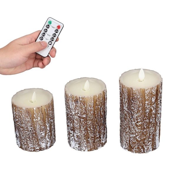 3-pack LED-ljus i form av tall med dimbar fjärrkontroll och varmt sken
