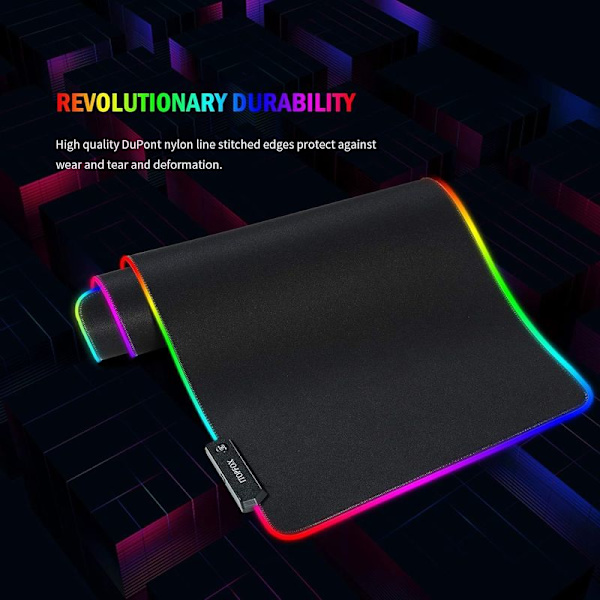 RGB-spillmusematte - stor og langstrakt LED-musematte, 14\"
