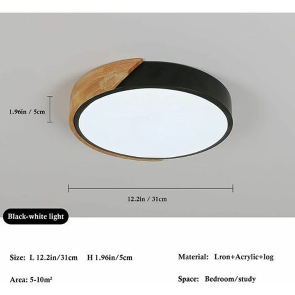 LED-taklampe, 24W moderne runde tretaklampe kald hvit 6000K ?305CM soverom, kjøkken, stue, balkong og korridor