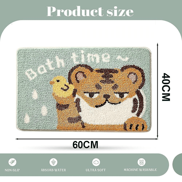 Husholdningsgulvtæppe Badeværelse Absorberende Gulvmåtte Tiger Badeværelse Toilet Dør Skridsikker Tæppe Indgang Fodmåtte 40 * 60cm