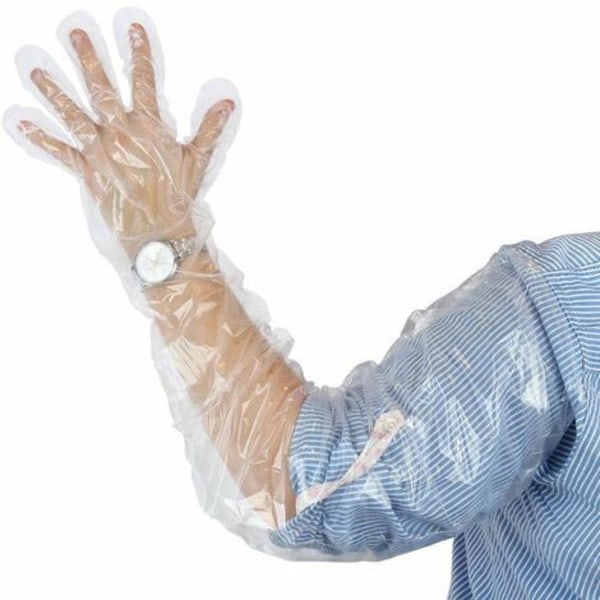 100st Engångsveterinärinsemination Rektal långa handskar Plast Helarm