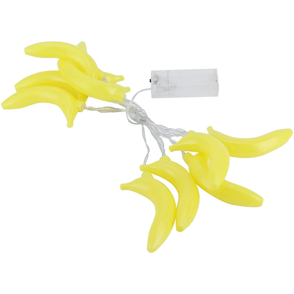 Streng af lys, bananform IP42 varm farve dekoration lys batteridrevet lys simulering lys til gårdhave til soveværelse