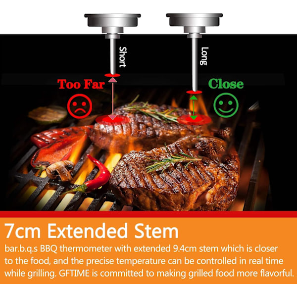 6 cm utendørs grillgrill røykertermometer rustfritt stål, grillrøyker temperaturmåler, grillreservedeler for grillmatlaging