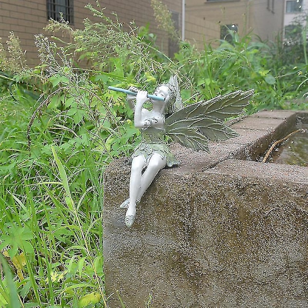Huilunsoitto, Länsi-tuulen keijupuutarha, Puutarha, Kodinsisustus, Veistos, Hartsikoristeet--(WR)