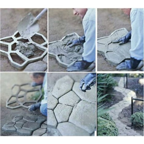 43x43cm Uregelmæssig Beton Fliseform til Sti Sti Maker Plast Brolægning Form Form til Belægning Indkørsel Have Terrasse Terrasse Pathmate Sten