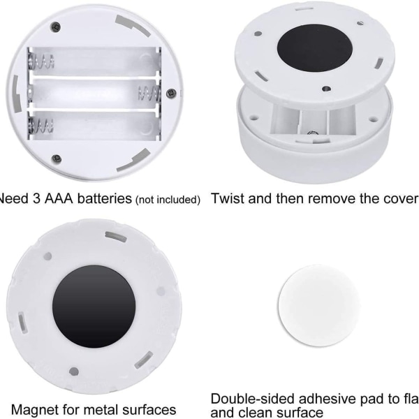 3 kpl:n pakkaus sisätilojen LED-liiketunnistimia, kaappivalaisimia, paristokäyttöisiä