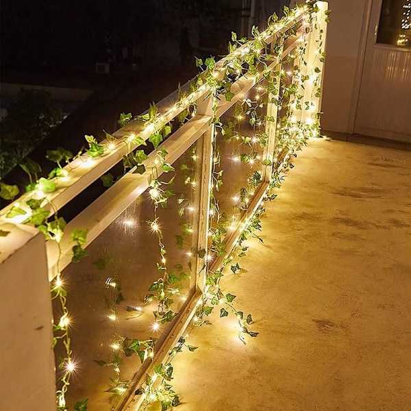 10 meter konstgjord murgröna girlang med 100 LED-lampor