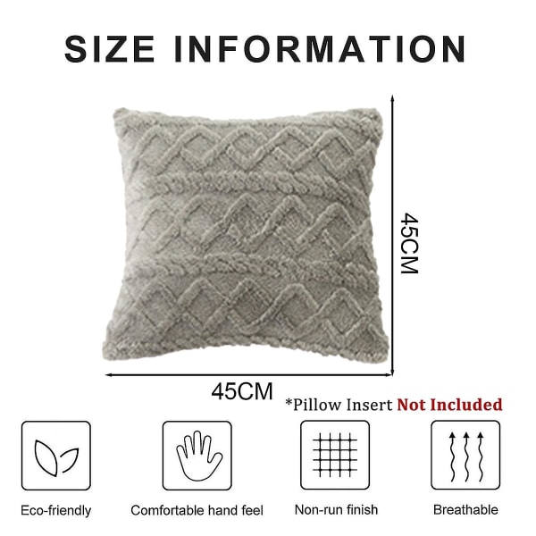 18x18 tum set med 2 mjuka fluffiga korta fleeceull örngott fyrkantigt mönster kuddfodral