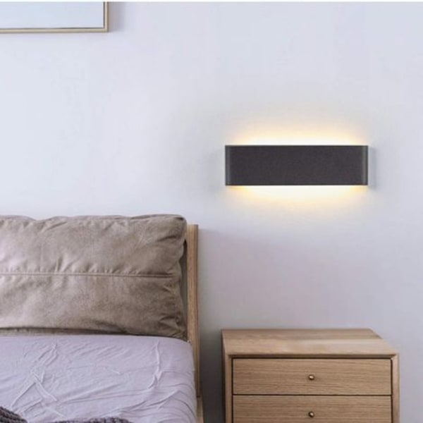 14W LED innendørs vegglampe 40 cm varmhvit vegglampe, enkel børstet svart design for soverom Stue Bad
