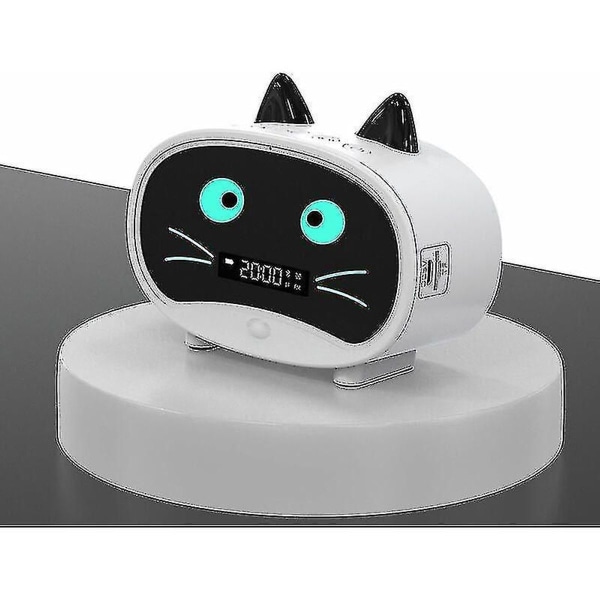 Klocka med tecknad katt, dubbel väckarklocka, Bluetooth-högtalare