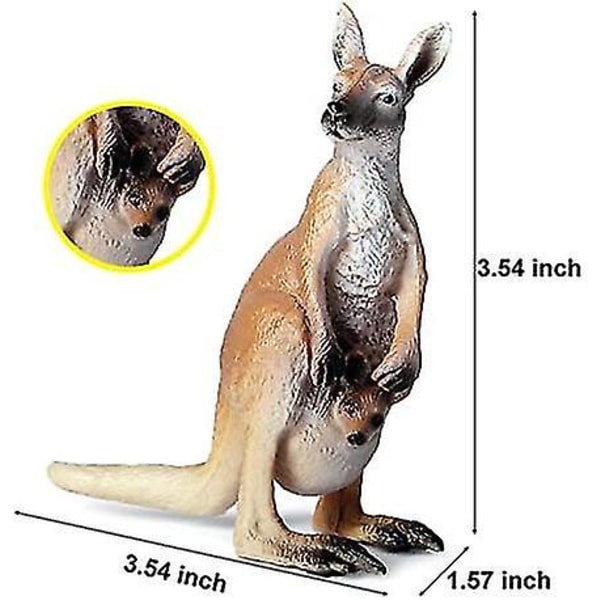 Kängurur Familjefigur Simulerade Kängurur Realistiska vilda djur i plast för samling Set med 4