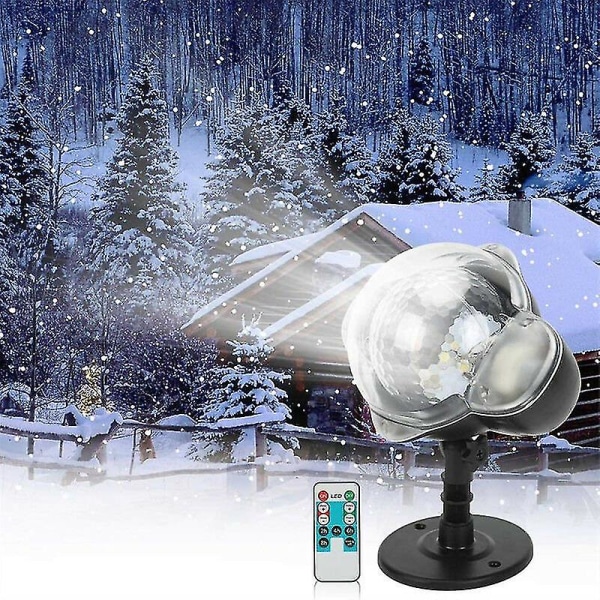Snowfall LED projektorlys, lys med roterende fjernkontroll