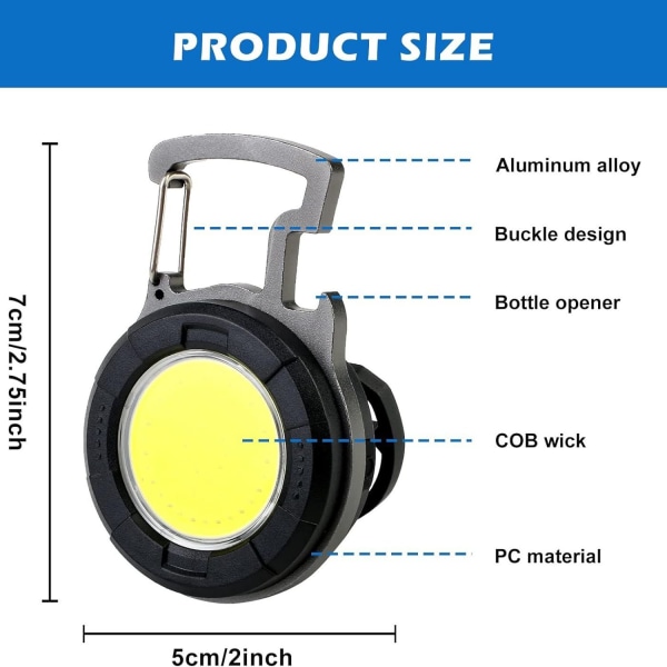 LED arbeidslys, 4-modus mini LED inspeksjonslys, 500 lumen