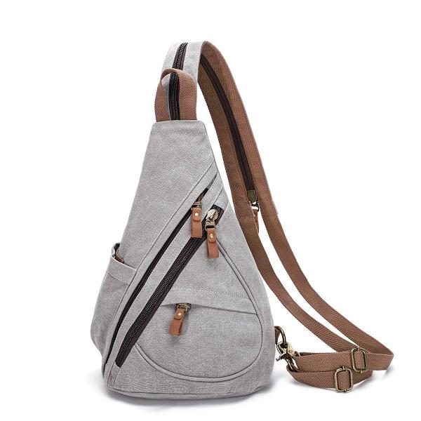 Canvas Sling Bag Ryggsäck Kvinnor och Män ???C Axelväska Axelväska Crossb